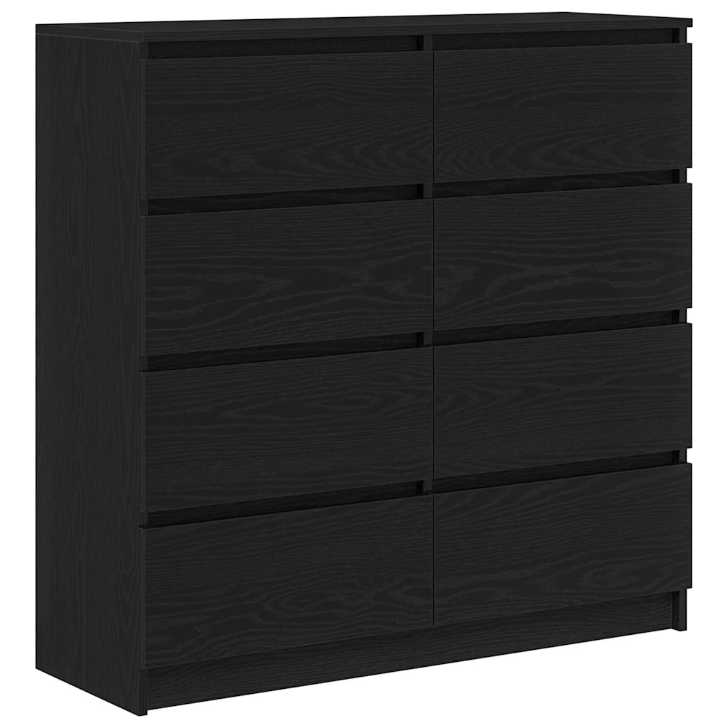 Credenza Rovere Nero 100x35x99 cm in Legno Multistrato