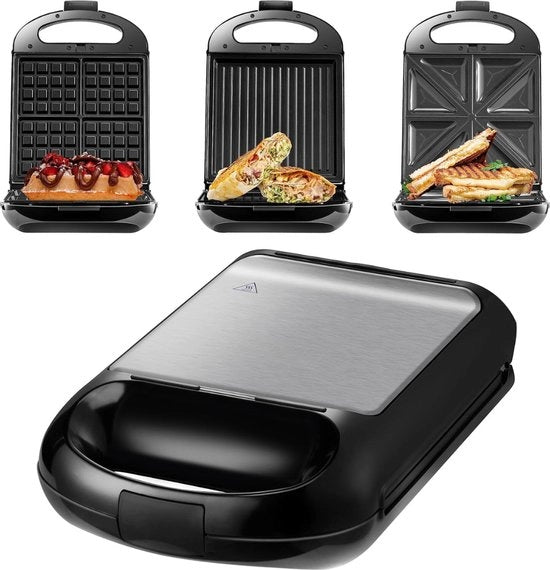 Frittelle Maker 1200 Watt – Apparecchio per Torta di Mele – Frittelle Fatta in Casa – Griglia per Panini – Grill a Contatto – 3-in-1 Frittelle Maker XXL – Apparecchio per Griglia con 3 Piastre Antifiammeggianti