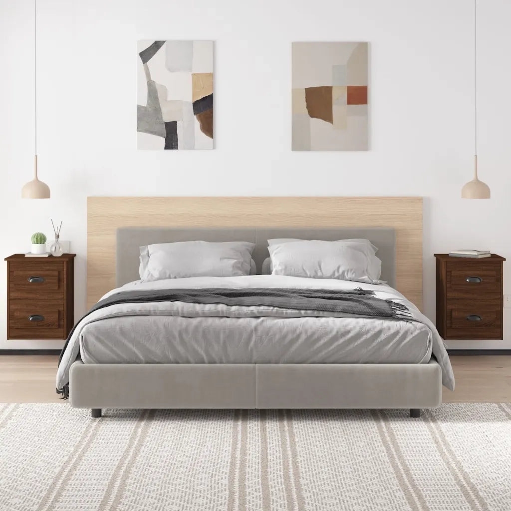Set di 2 Comodini | Armadio da Notte | Mobiletto da notte a Parete Rovere Marrone 41,5x36x53 cm