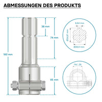 Boccola albero cardanico 160 mm Attacco albero scanalato 1 3/8" 6D Albero uscita 1 3/8" 6D Trattore