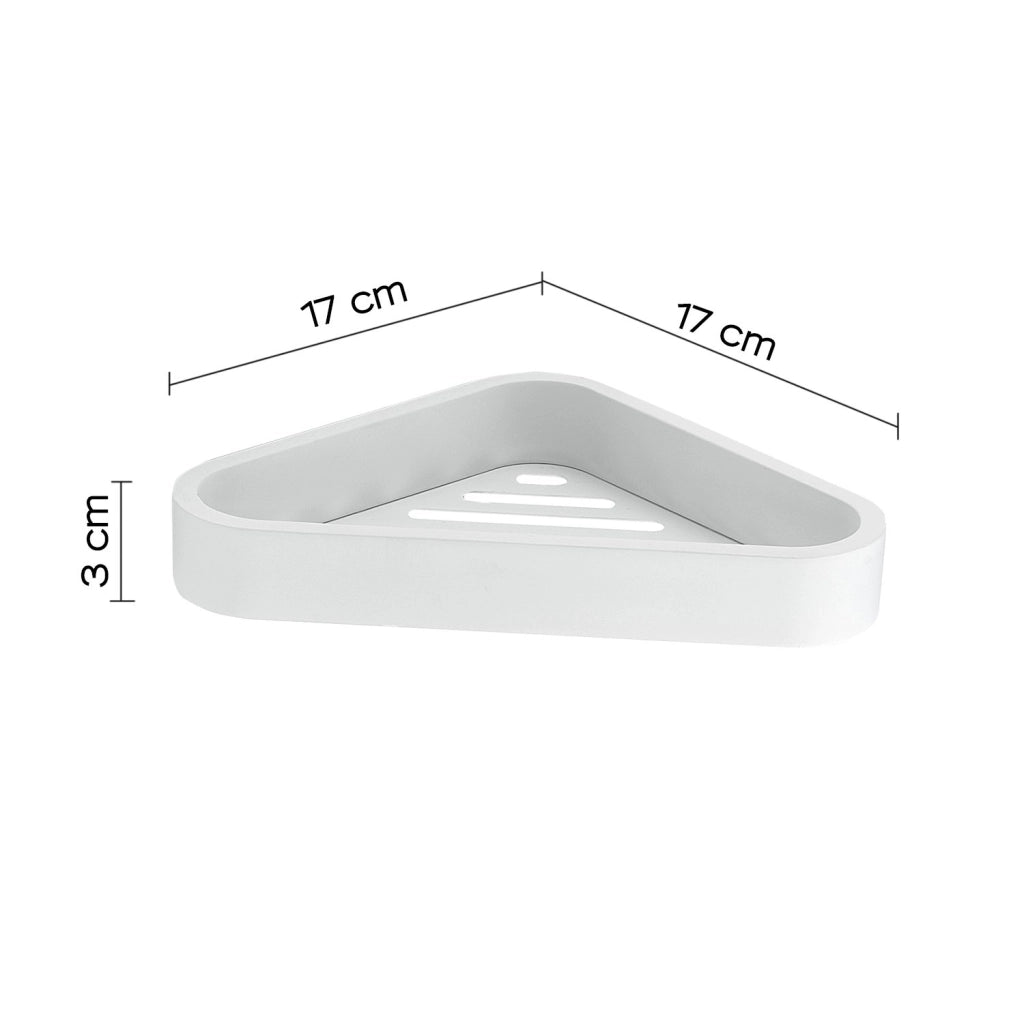 Portaoggetti angolare per doccia da muro in ottone, acciaio inox AISI 304 e Cromall 3283 Gedy serie OUTLINE Bianco Opaco