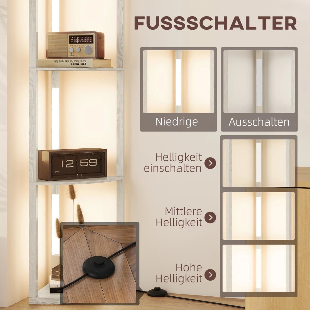 Libreria Angolare LED Dimmabile ¨C zephmum ¨C 41x30x164cm Quercia
