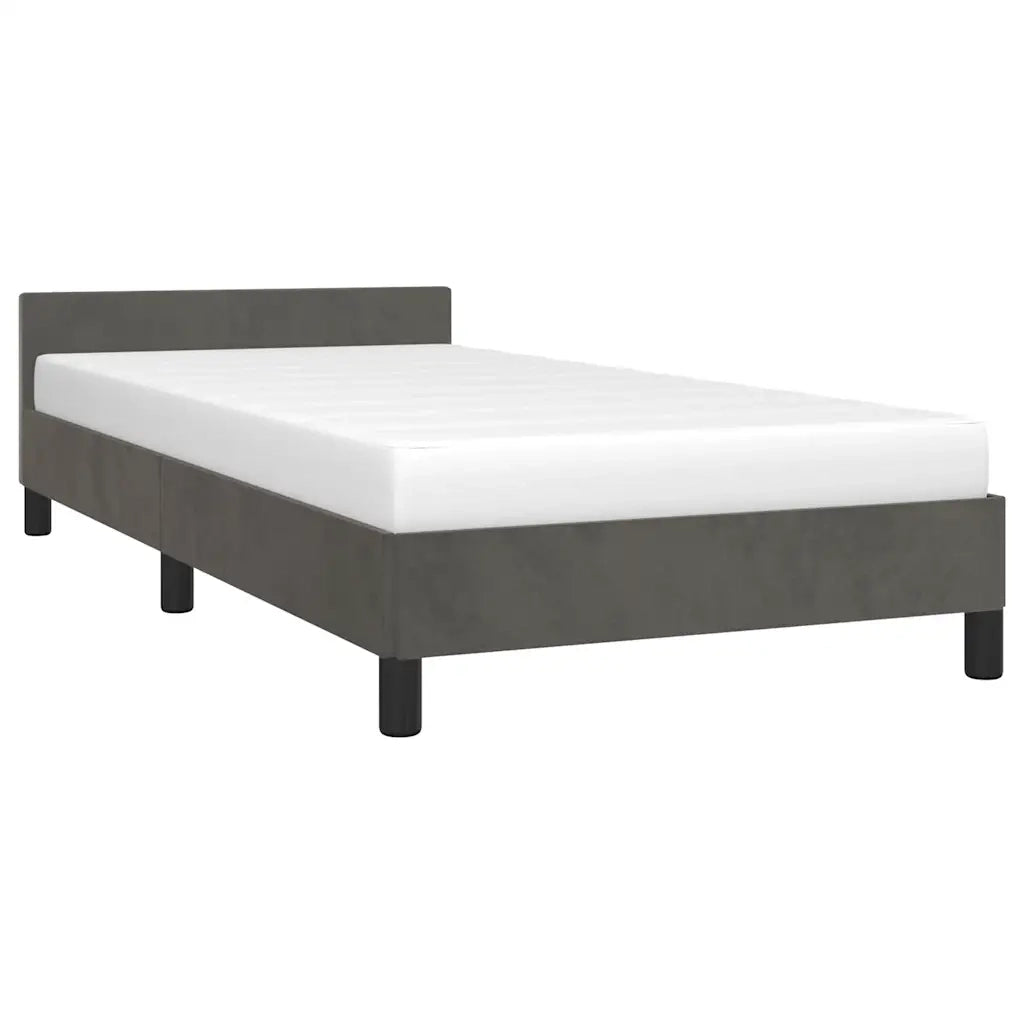 Giroletto senza Materasso Grigio Scuro 90x190 cm Velluto