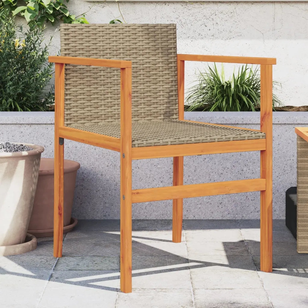 Sedie da Giardino 2 pz | Sedie da Esterno Beige in Polyrattan e Legno Massello