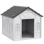 Casetta per Cani da Esterno 65x75,7x63 cm con Tetto Inclinato in PP Impermeabile Grigio