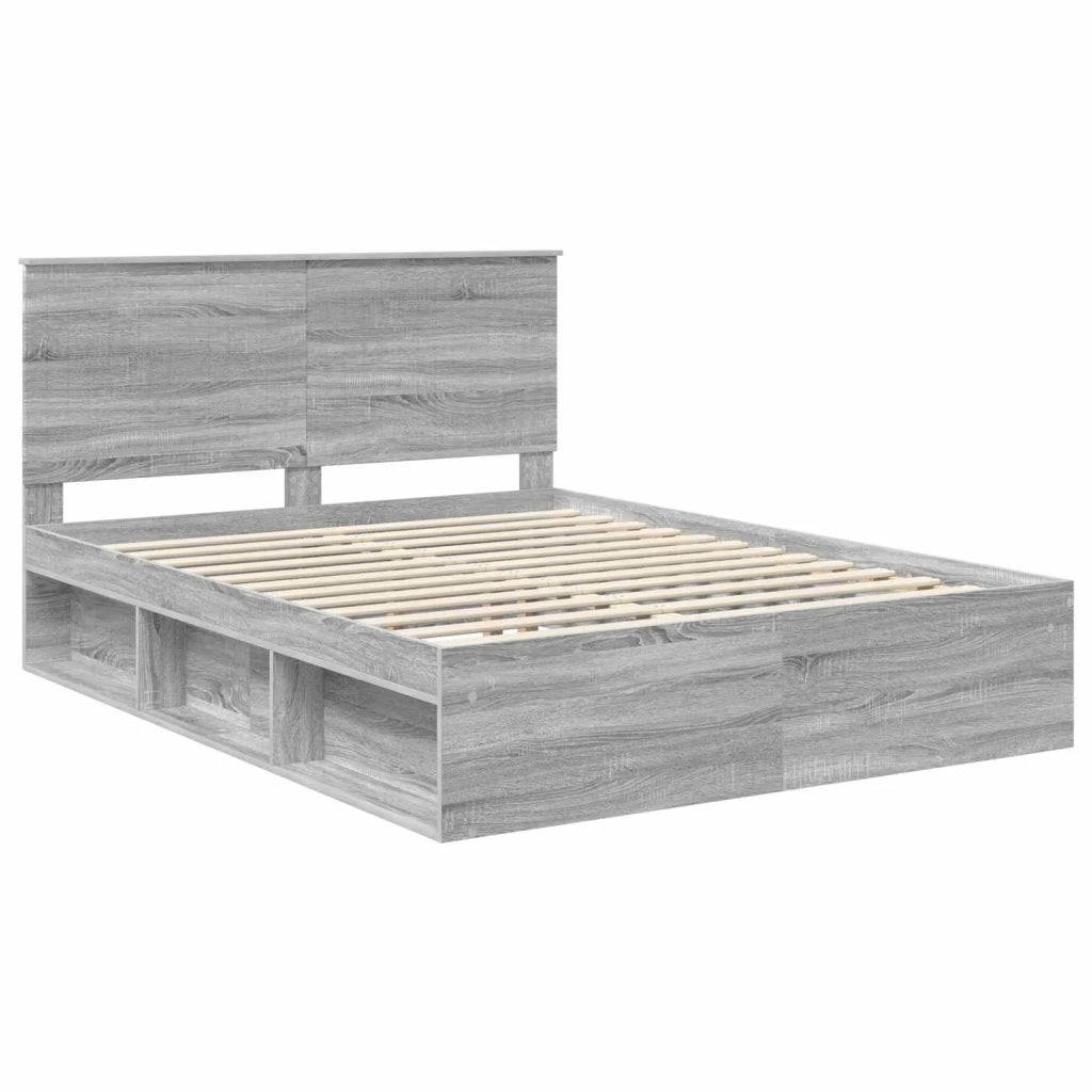 Letto matrimoniale | Letto per adulti | Struttura del letto Grigio Sonoma 150 x 200 cm Pino massello
