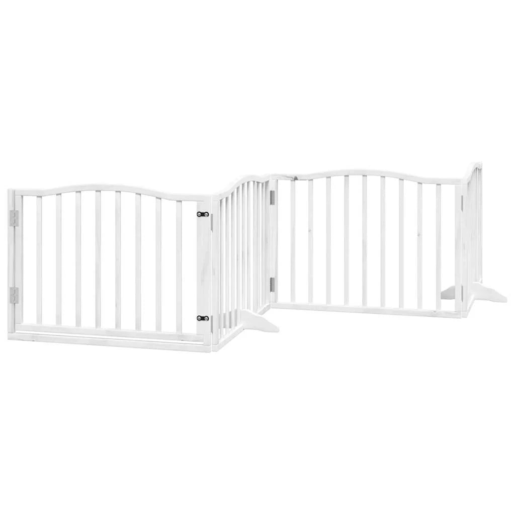 Cancelletto di sicurezza per animali domestici porta pieghevole 12 pannelli legno di pioppo bianco 02_0023151