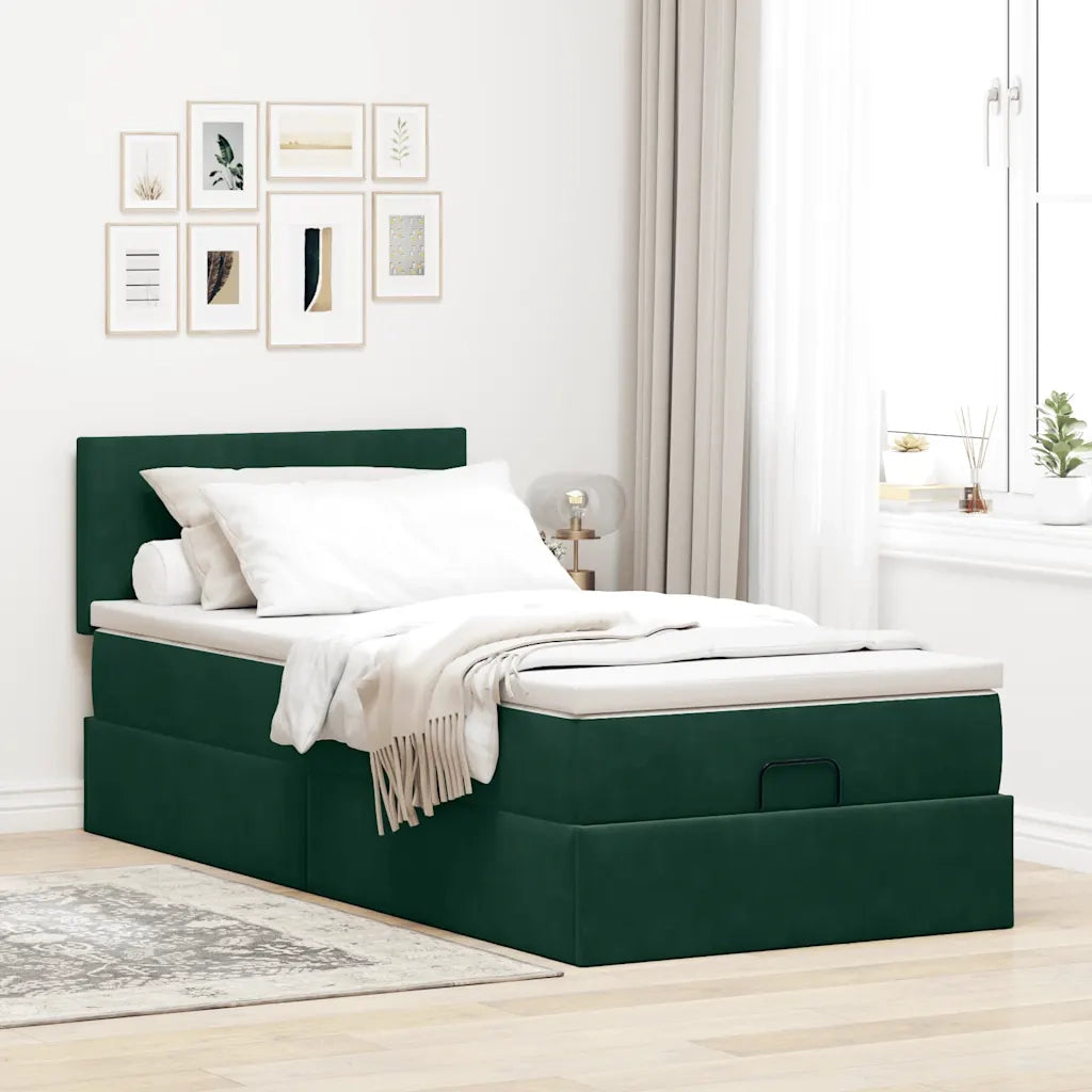Struttura Letto Pouf con Materasso 90x190 cm in Velluto 3312521