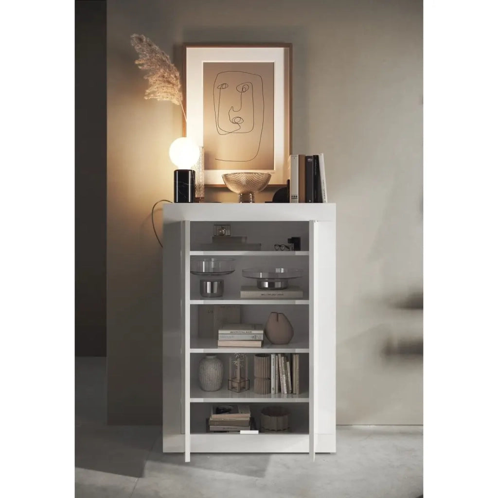 Mobile porta scarpe, collezione ISORA, colore bianco lucido laccato