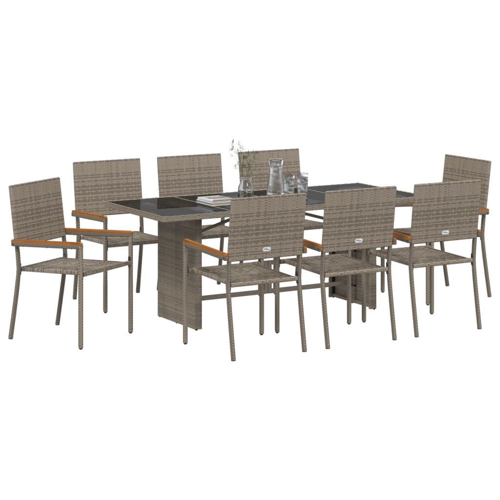 Set da pranzo da giardino  9 Pezzi Grigio Polyrattan
