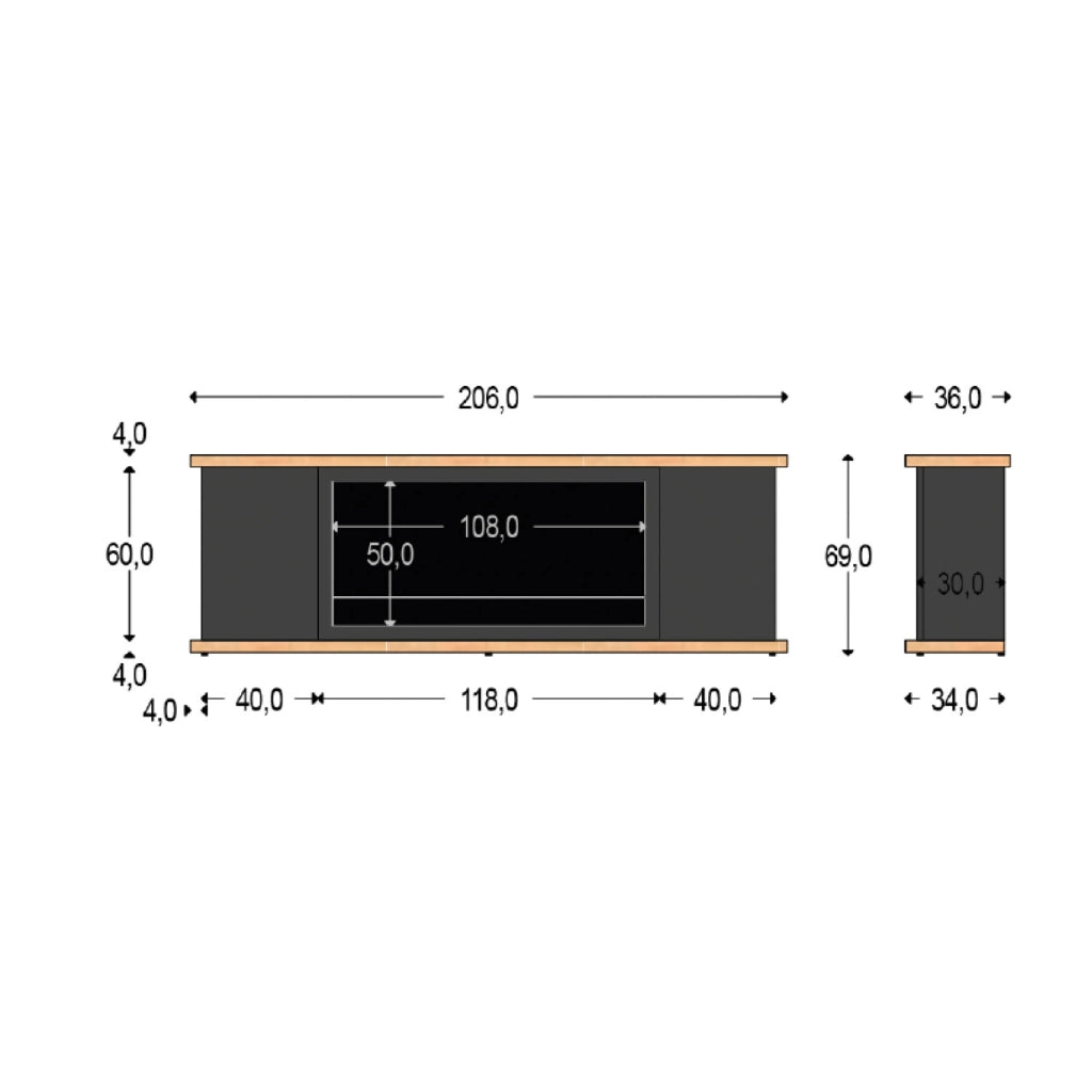 Sined Mobile Completo Arosio 108 Mobile In Legno Antracite e Caminetto Elettrico Da 1500w Telecomando Qualita Del Mobile Realizzato a Mano Resistenza e Design Per Ogni Ambiente Telecomando