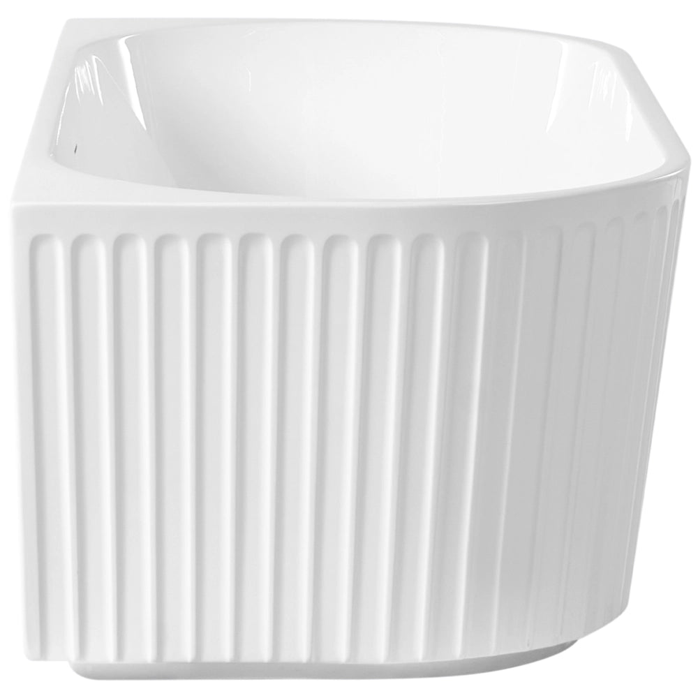 Vasca da bagno ovale moderna 170 x 80 cm Acrilico Finitura scanalata Bagno Bianco opaco