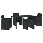Set da Pranzo per Giardino con cuscino 5 pz | Set Salotto da Giardino Nero polyrattan