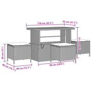 Set Divano da Giardino a 9 pezzi con Cuscini Beige Poly Rattan Acacia