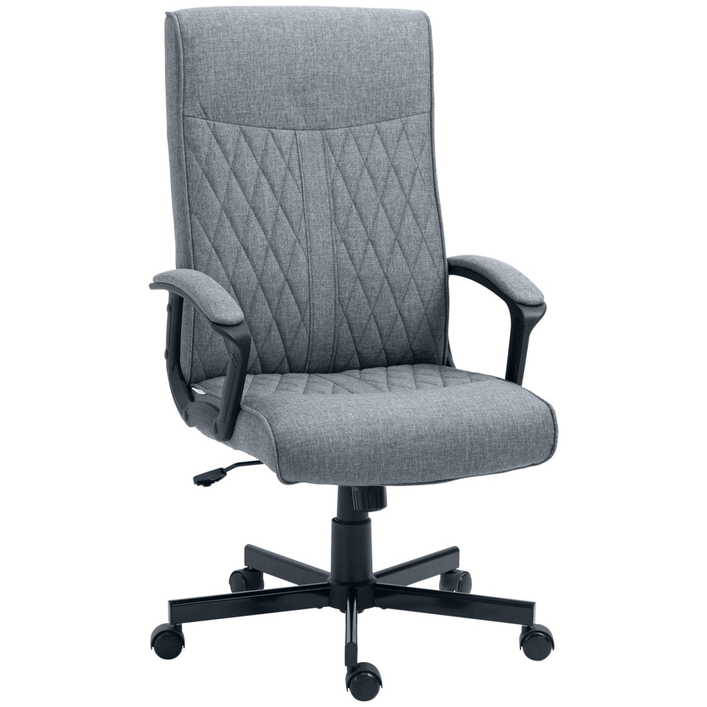 Sedia da Ufficio Girevole con Funzione Dondolo e Altezza Regolabile, 65x72x102-112.5cm, Grigio