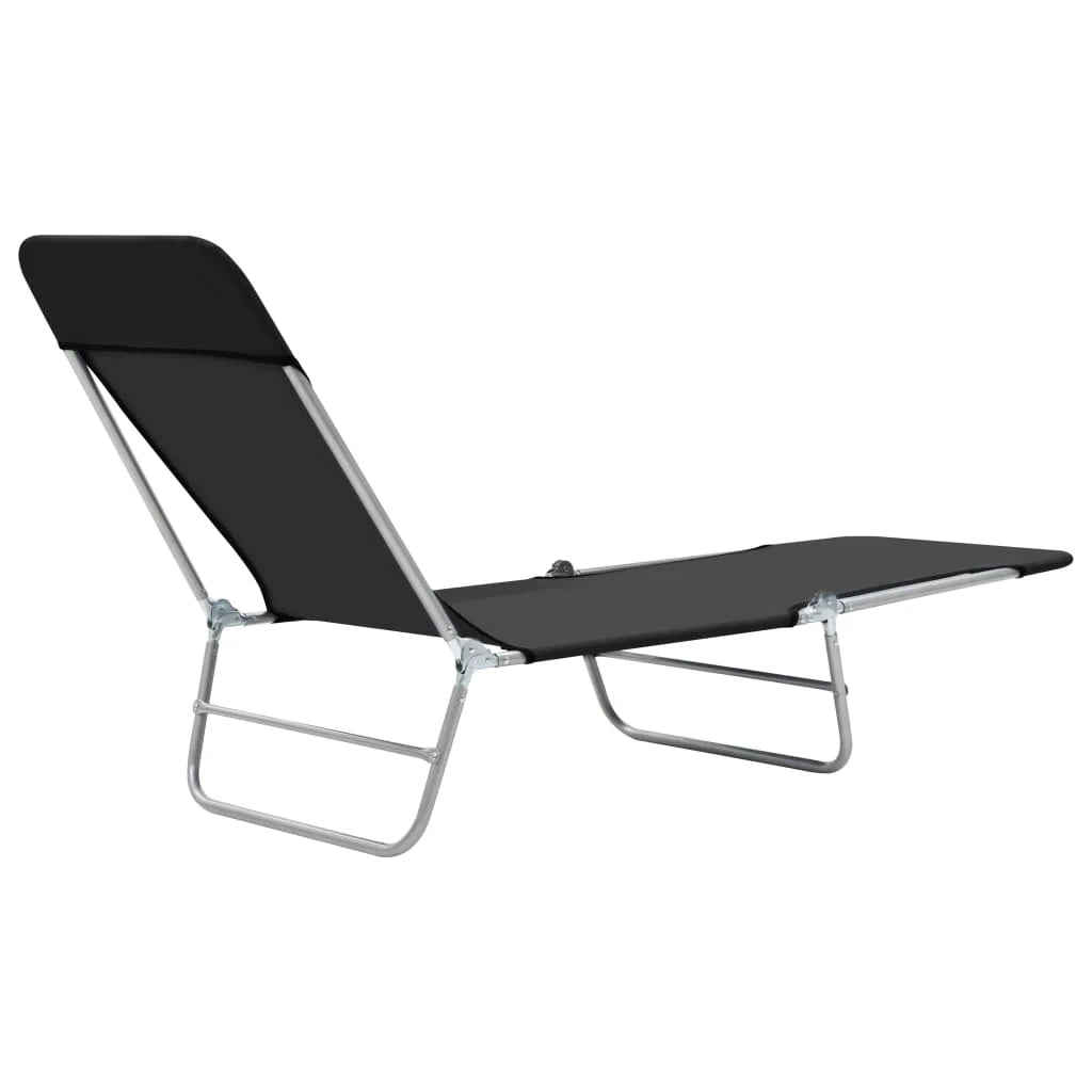 Lettini prendisole pieghevoli 182 cm 2 pezzi acciaio e tessuto nero 02_0011936