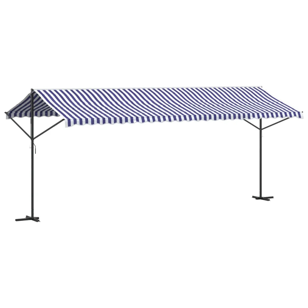 Tenda da Sole Blu e Bianca 600x300 cm in Tessuto e Acciaio 368934