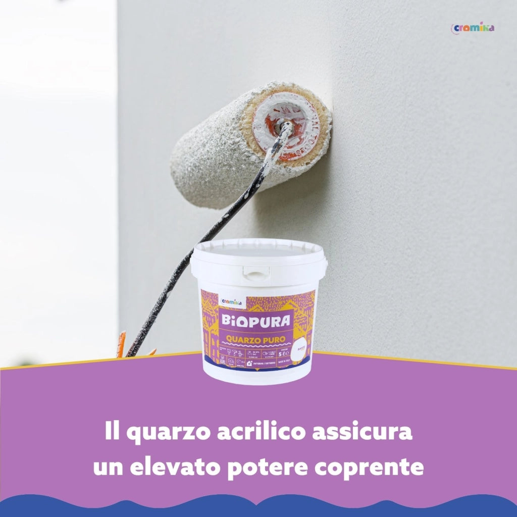 Pittura murale quarzo puro interni esterni finitura opaca linea biopura cromika *** formato 5 lt, confezione 1