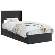 Letto singolo | Letto per adulti | Struttura del letto con stoccaggio e testata Nero 90 x 190 cm