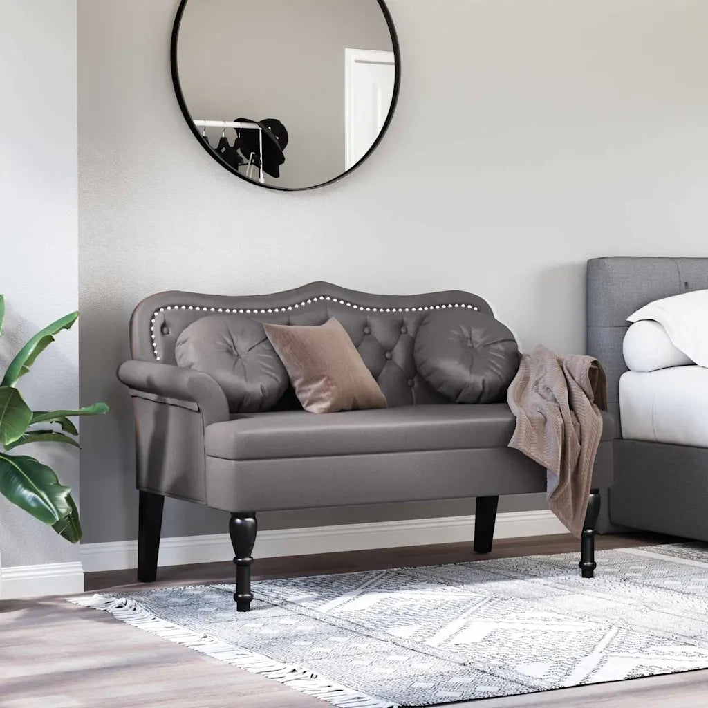 Panca Chesterfield Grigio 120,5 x 65 x 75 cm Pelle Sintetica CFW7945981
