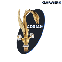 ADRIAN| Rubinetto per bagno grande di design in acciaio inossidabile aspetto cigno di lusso dorato |Miscelatore alto per lavabo independente