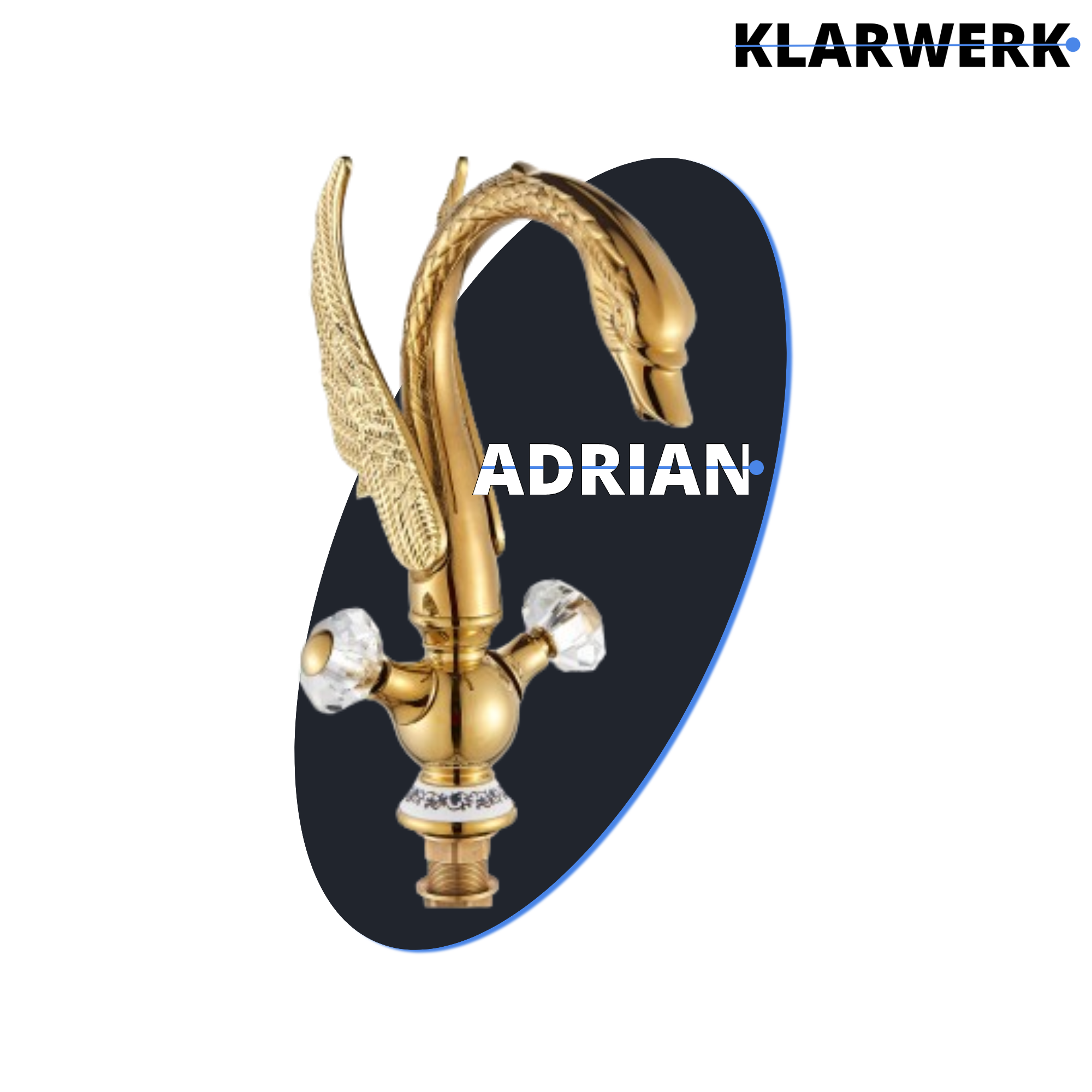 ADRIAN| Rubinetto per bagno grande di design in acciaio inossidabile aspetto cigno di lusso dorato |Miscelatore alto per lavabo independente