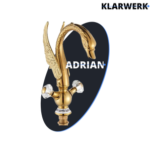 ADRIAN| Rubinetto per bagno grande di design in acciaio inossidabile aspetto cigno di lusso dorato |Miscelatore alto per lavabo independente