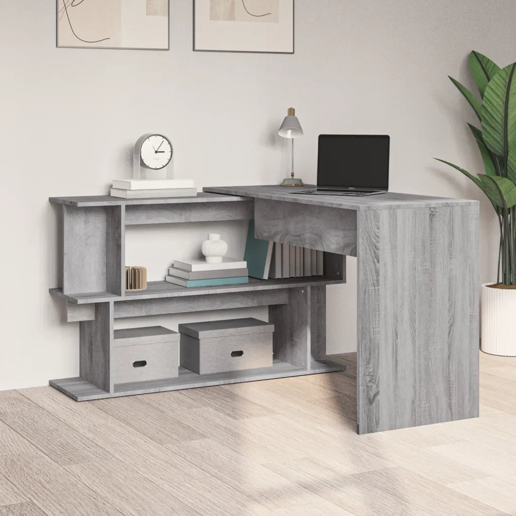 Scrivania | Tavolo da Ufficio Angolare Grigio Sonoma 200x50x76 cm Legno Multistrato