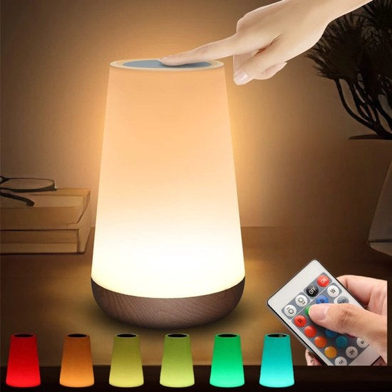 Lampada da notte LED per accanto al letto, con comando touch e telecomando, regolabile, 13 colori RGB, 5 livelli di luminosità, ricaricabile, portatile, adatto per bambini, bambini, camera da bambini, camera da letto, bagno e campeggio.