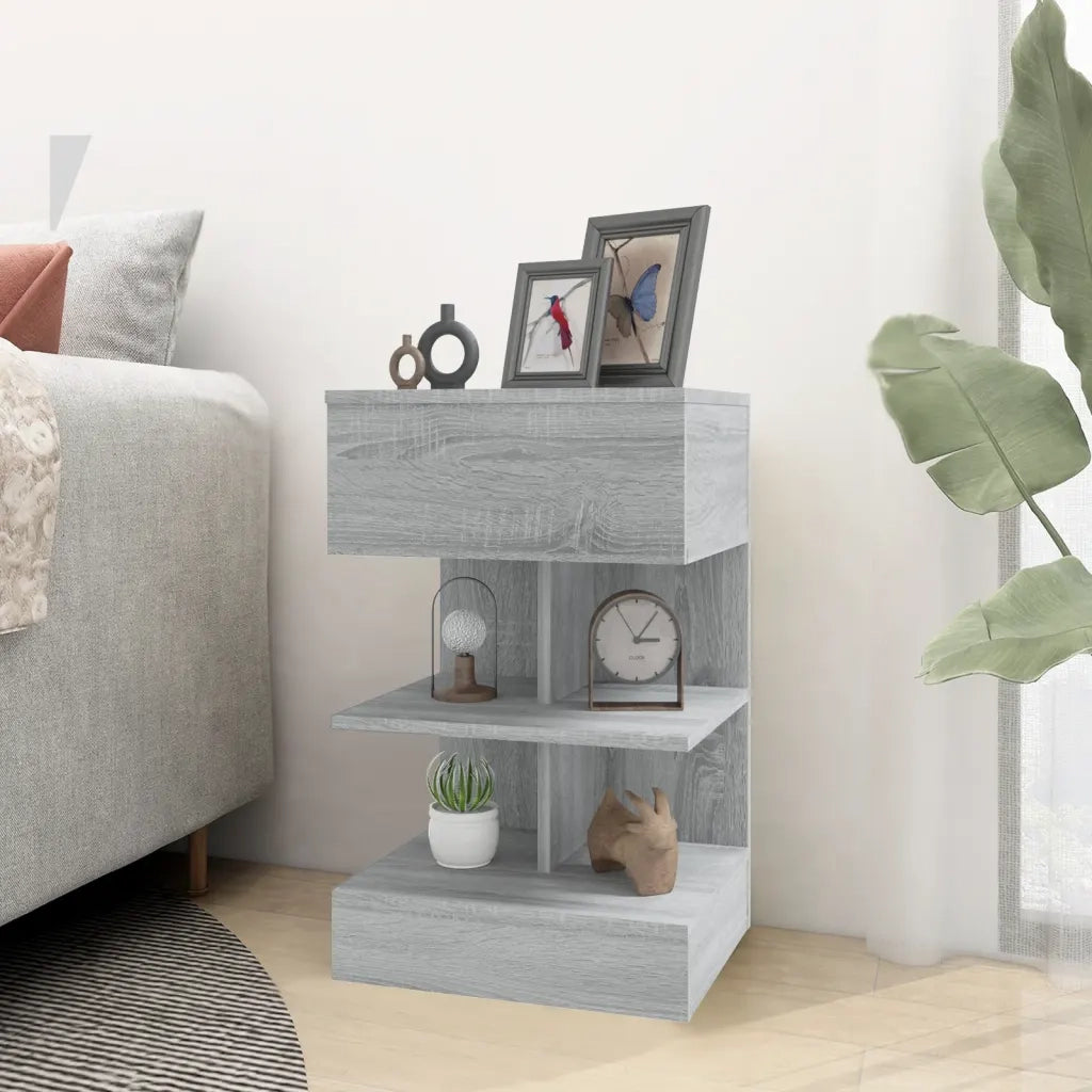 Comodino Grigio Sonoma 40x35x65 cm in Legno Multistrato 816043
