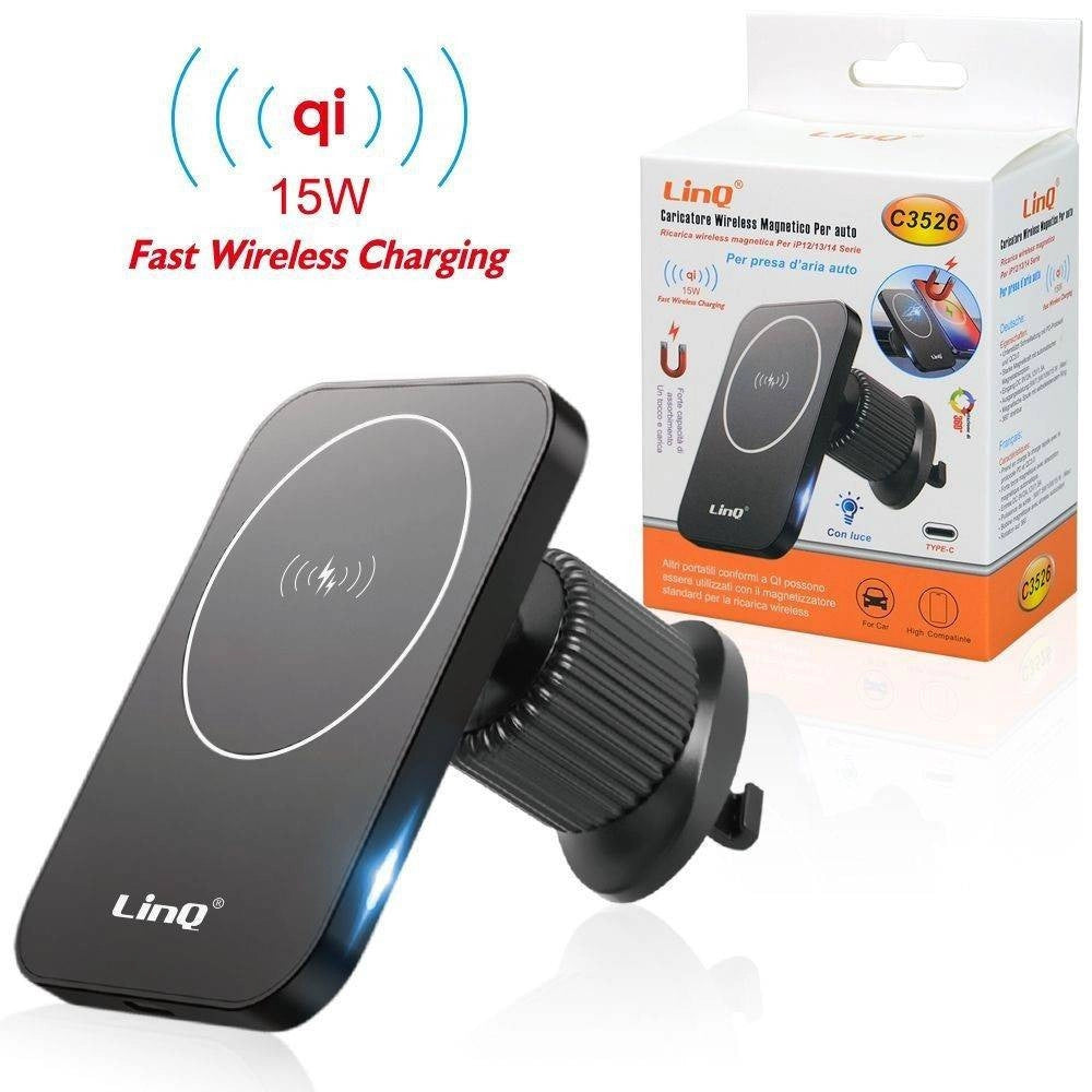Trade Shop - Caricabatteria Wireless Magnetico Per Presa D'aria Auto Qi 15 W Smartphone C3526 -