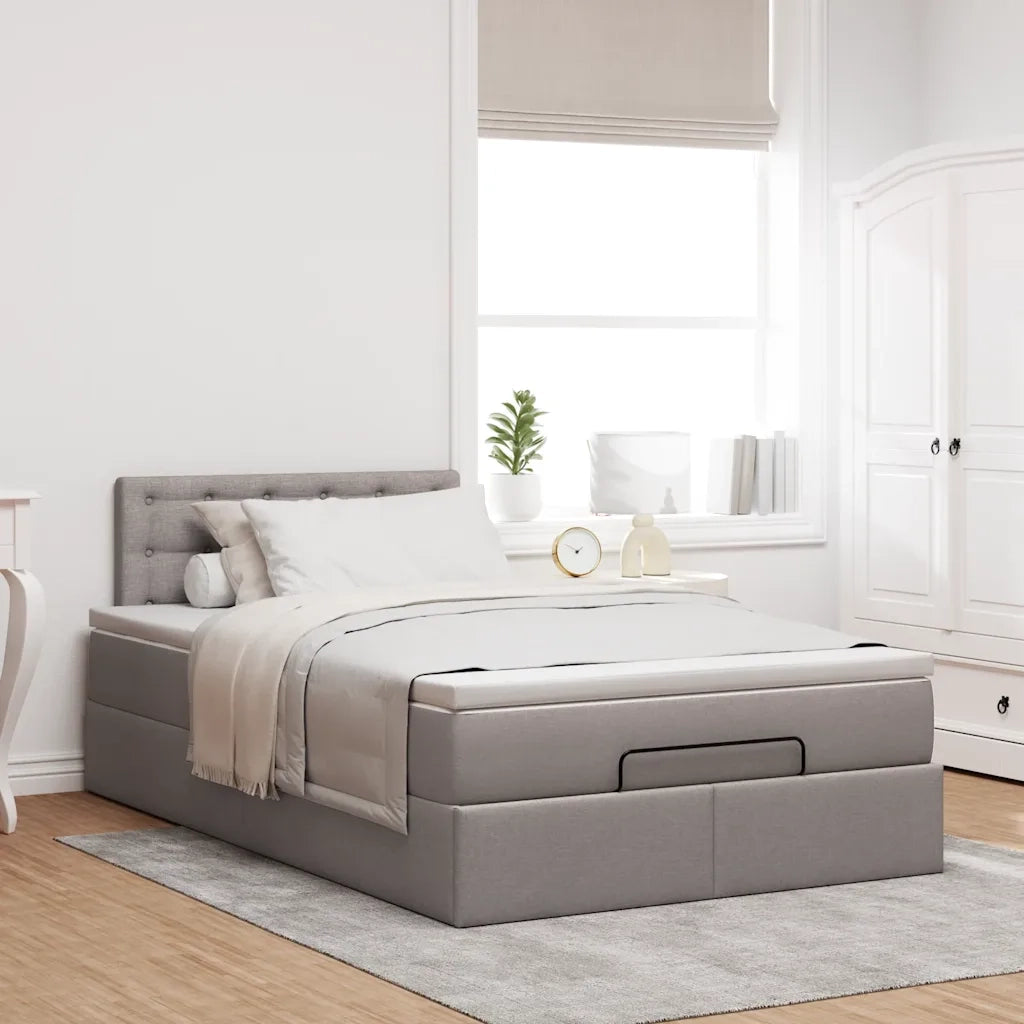 Struttura Letto Pouf con Materasso Tortora 120x200cm in Tessuto 3311619