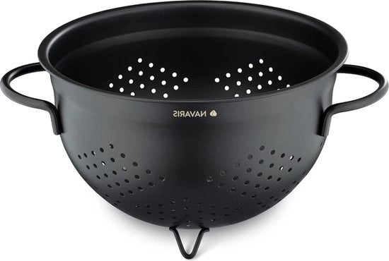 Colapasta in acciaio inossidabile - 48 litri - Con maniglie - Adatto per pasta, spaghetti, verdure e riso - Colapasta nero