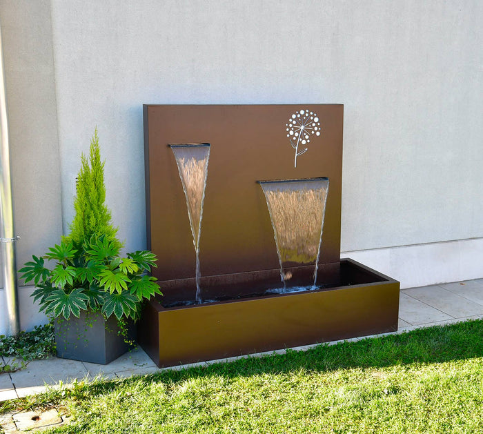 Fontana a Cascata da Giardino 190x80xH180 cm in Metallo con Pompa Corten