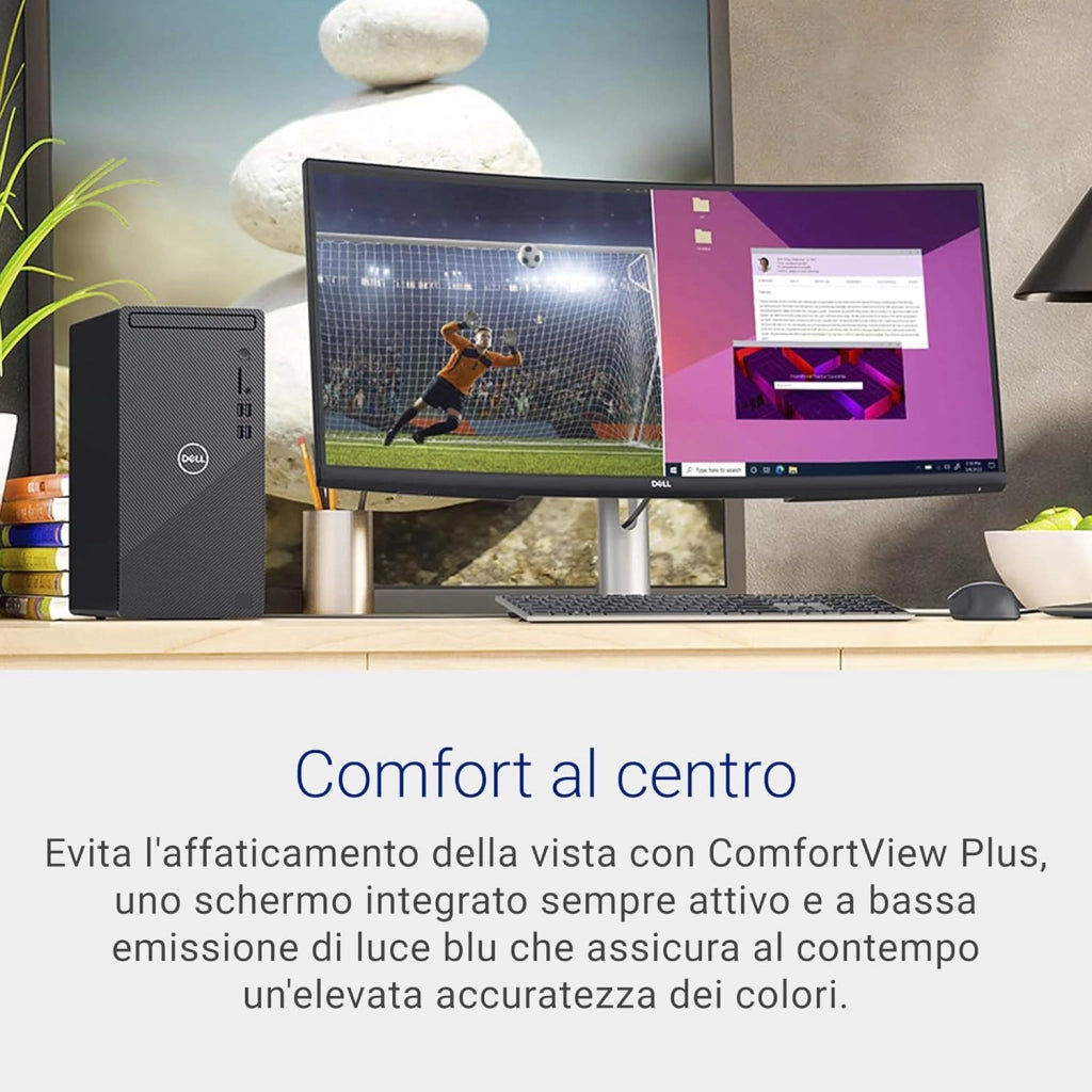 S3423DWC USB-C 34" WQHD (3440x1440) 21:9 1800R Monitor Curvo, 100Hz, VA, 4ms, AMD FreeSync, 99% sRGB, Altoparlanti integrati, USB-C, 2x HDMI, Anni di Garanzia