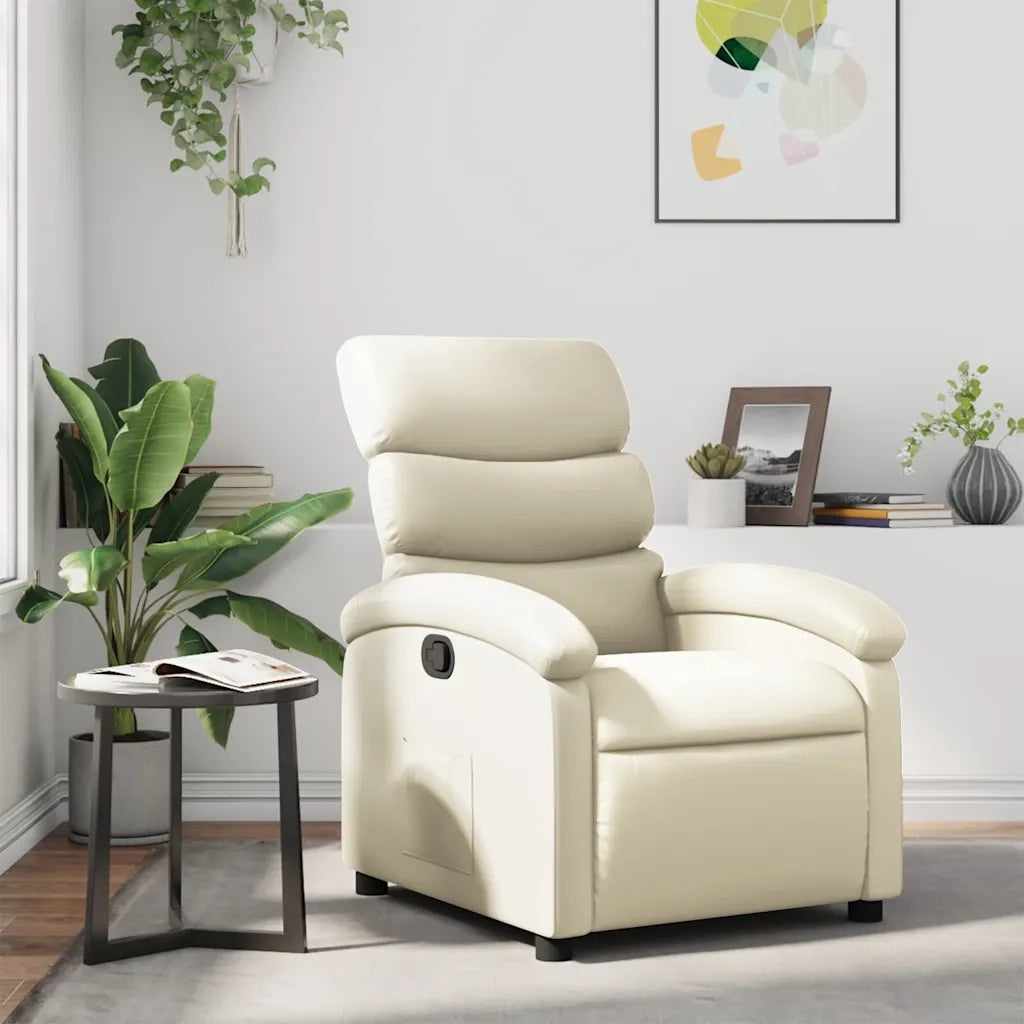 Divano Sedia-Poltrona Reclinabile Crema in Similpelle 689134