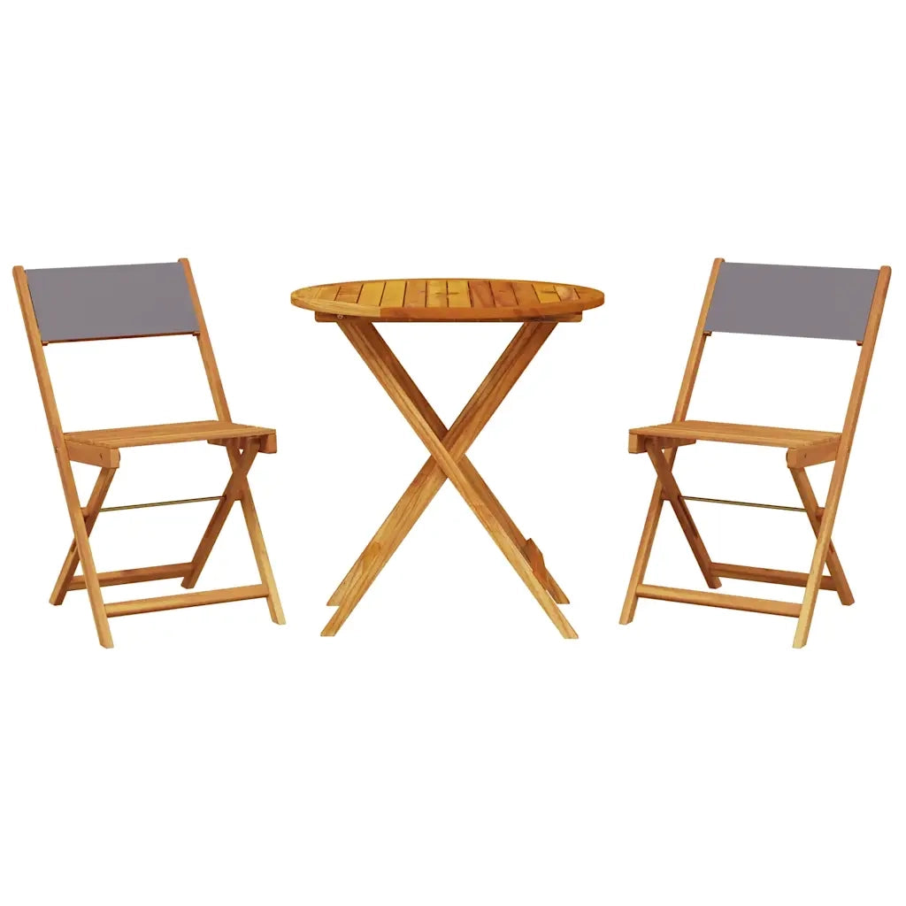 Set da Bistrot 3pz | Set Salotto da Giardino Antracite in Tessuto e Legno Massello