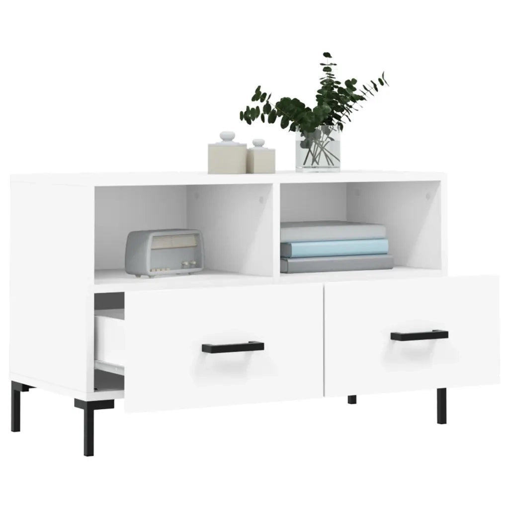 Mobile Porta TV Bianco 80x36x50 cm in Legno Multistrato 828972