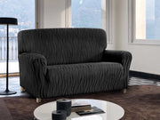 Copridivano Sofà Poltrona Elasticizzato Protezione Macchie Modello Wonderful - 4 Posti - Nero