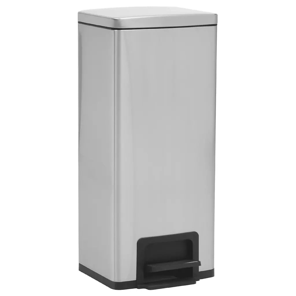 Pattumiera a Pedale Anti-Impronte 30 L Argento in Acciaio Inox 149571