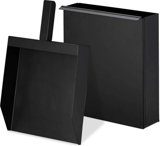 Set di accensione per camino con contenitore di raccolta - accessori per camino barbecue forno - supporto coperto e schiuma per camino - nero