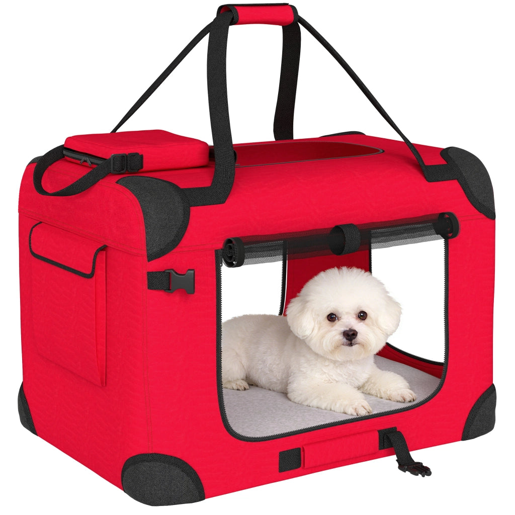 Trasportino per Cani Pieghevole con Cuscino ¨C zephmum ¨C Rosso 60x41.5x41 cm