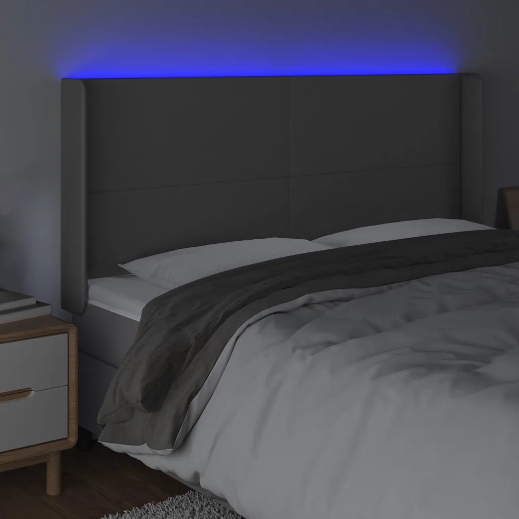 Testiera a LED Grigio 163x16x118/128cm in Similpelle 3123868