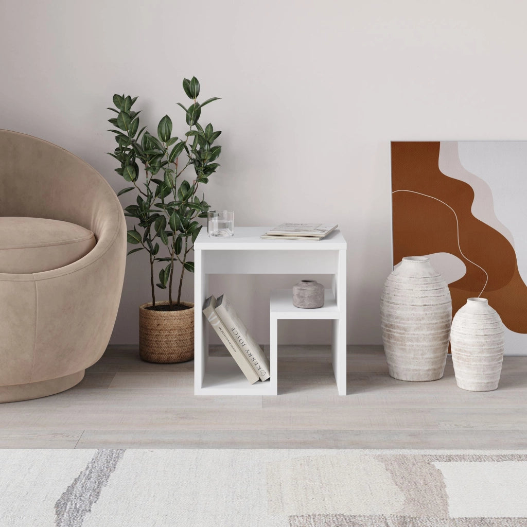 Tavolino in legno "Bon" 40 x 35 x 40 cm - Bianco