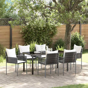 Set da Pranzo per Giardino 7 pcs Marrone e Nero Rattan in PE 3379097