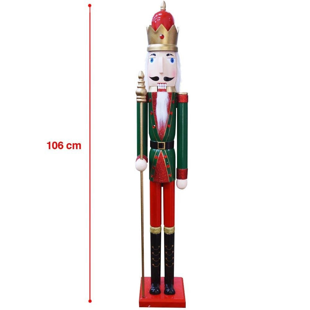Trade Shop - Soldato Schiaccianoci Di Natale In Legno Altezza 106cm Decorazioni Natalizie -