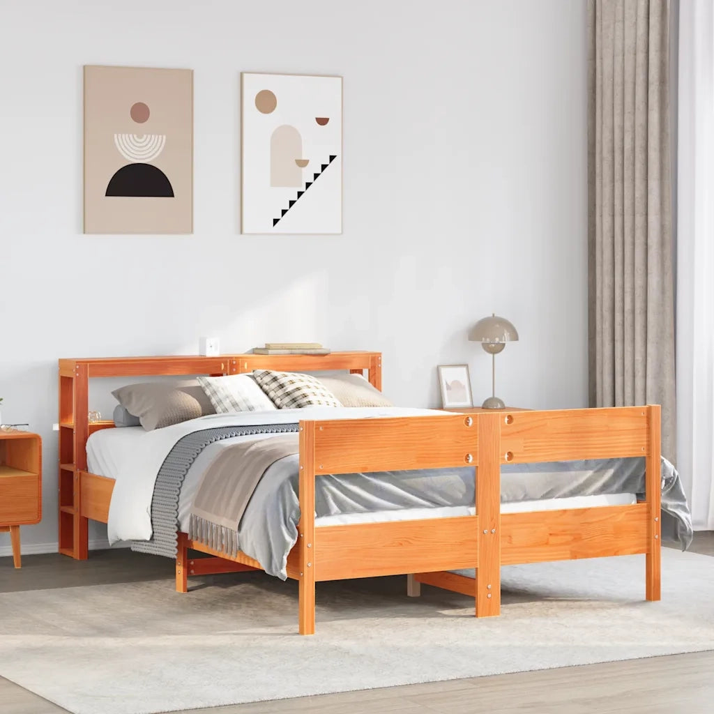 Letto senza Materasso Marrone Cera 140x190 cm in Legno di Pino 3306200