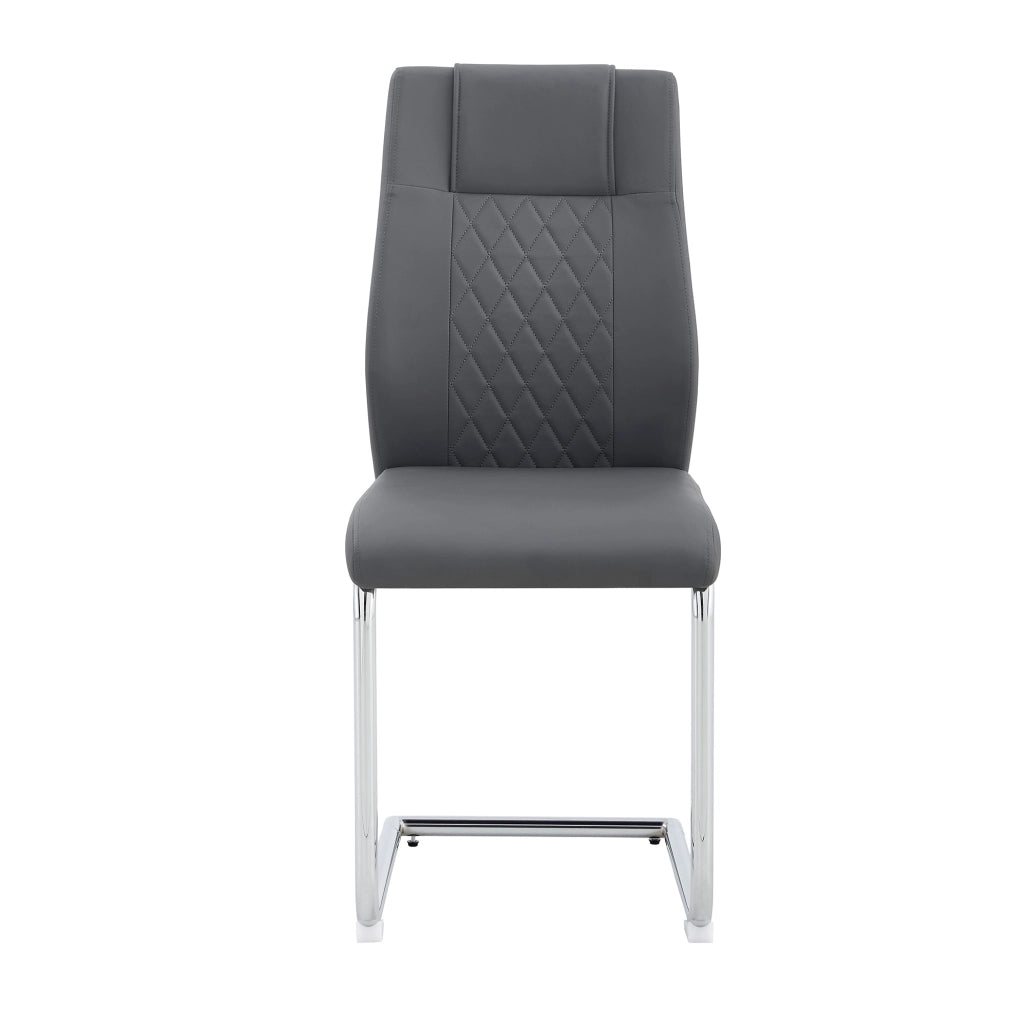 Sedie da Pranzo Scandinave ¨C MINIMAL ¨C Set 4 Pezzi, Similpelle Grigio Scuro, Gambe in Metallo