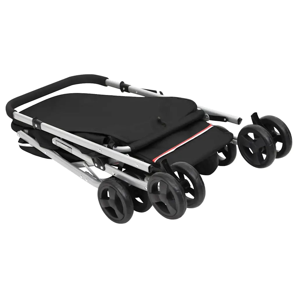 Passeggino per Cani Pieghevole Nero 100x49x96cm Tessuto di Lino CFW1638249