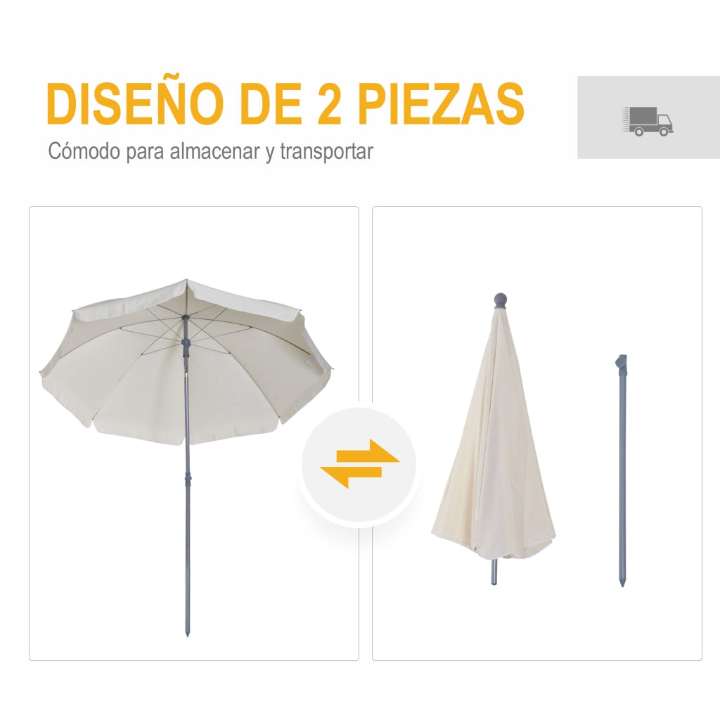 Ombrellone da Giardino ¨C zephmum ¨C Beige ?202 cm